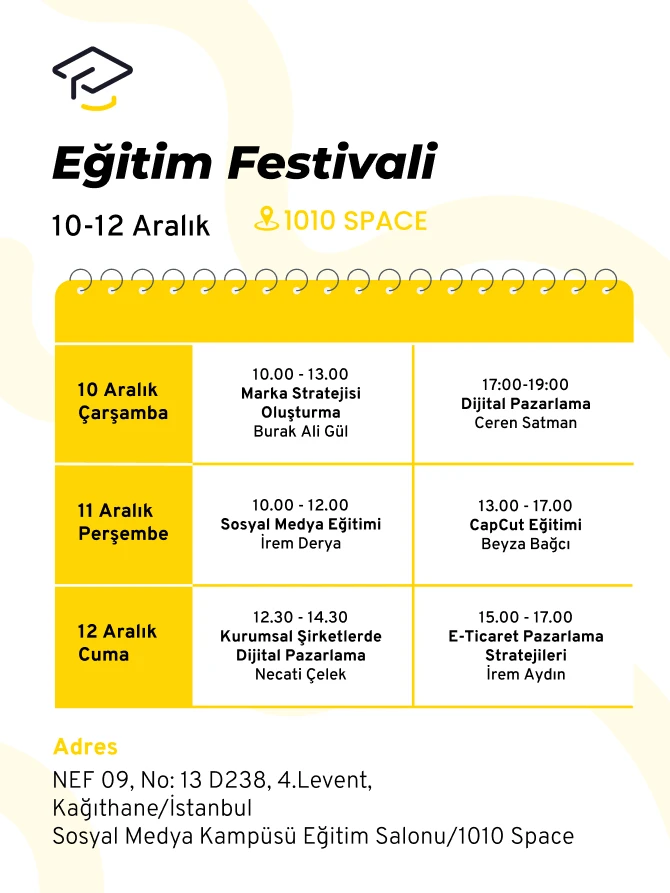 Eğitim Festivali Takvim 10-12 Aralık